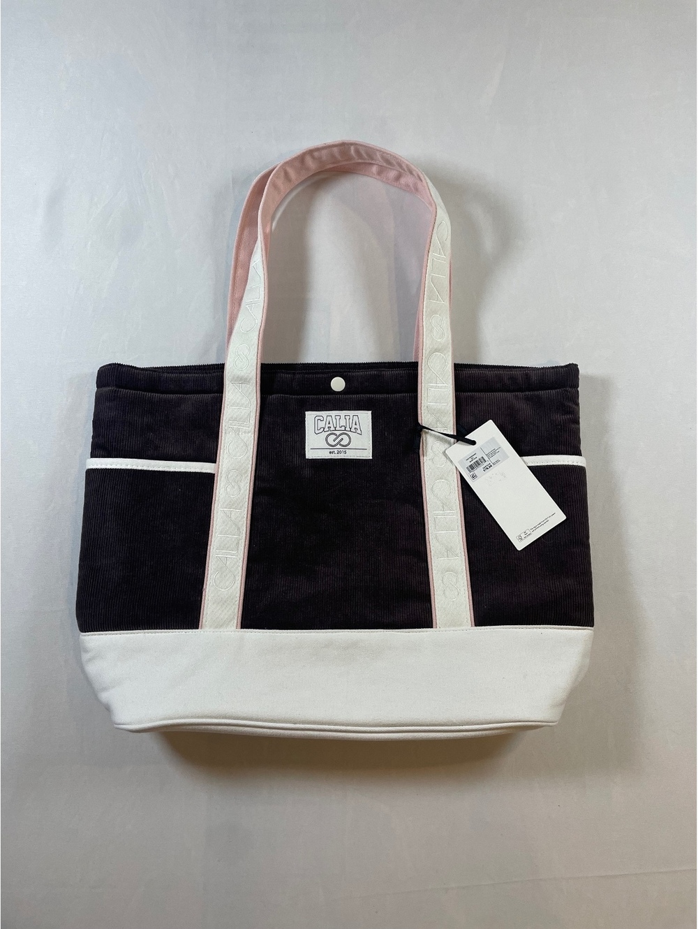 CALIA Anniversary Tote Bag Corduroy Smokey Plum Purple White NWT